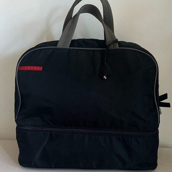 Prada Mens Gym Travel Boston Bag Black Nylon MINT - Picture 1 of 16